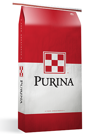 Image of Purina red and white feed bag